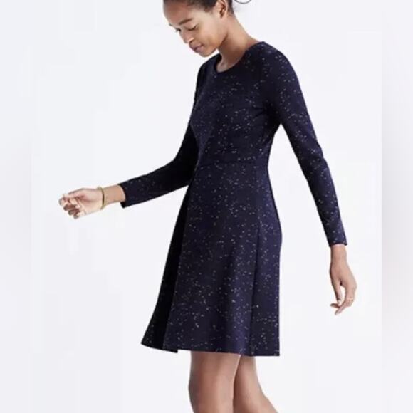 Madewell Gia Marled long sleeves Concept Dress in Navy Blue Size 6 - Picture 2 of 13